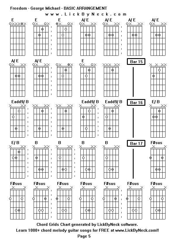 Chord Grids Chart of chord melody fingerstyle guitar song-Freedom - George Michael - BASIC ARRANGEMENT,generated by LickByNeck software.